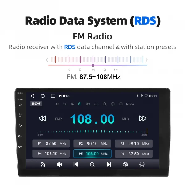 راديو ستيريو للسيارة من ESSGOO مقاس 9 بوصات 2 DIN مزود بتقنية Carplay يعمل بنظام الأندرويد وستيريو للسيارة وبلوتوث 64 جيجا ونظام تحديد المواقع والملاحة RDS وواي فاي وUSB FM DAB + CAM