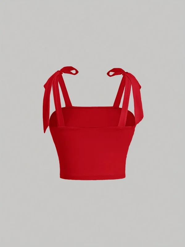 Solid Tie Shoulder Ruched Wide Strap Slim Fit Crop Top for Women Summer 2025 Y2K Clothes Pink Backless Cami Top Streetwear