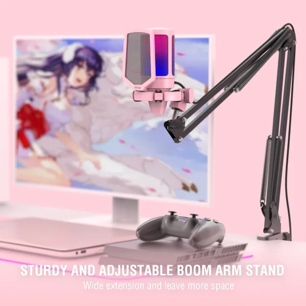 مجموعة ميكروفون ألعاب FIFINE USB للكمبيوتر الشخصي، مجموعة ميكروفون قلبي مكثف لجهاز PS4/5 مع زر كتم الصوت/RGB/حامل ذراع، لبث الفيديو-A6T