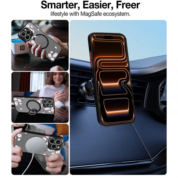 حافظة لهاتف آيفون اير 17 16 15 14 13 برو ماكس 12 برو 16 بلس 16e 11 لهاتف Magsafe مضاد للصدمات