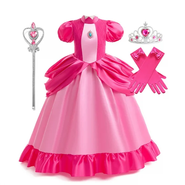 زي أميرة الخوخ للفتيات فستان الأميرات التنكري للأطفال في عيد الهالوين كرنفال فستان حفلات أعياد الميلاد لمدة 3-10 سنوات