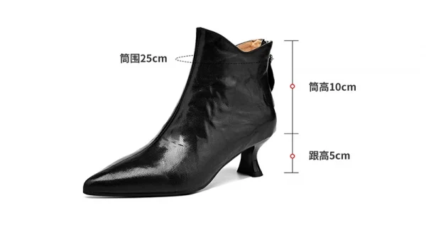 2026 الربيع خمر أشار تو المرأة حذاء من الجلد موضة أحذية كعب سميك موجزة قصيرة بوتاس دي موهير