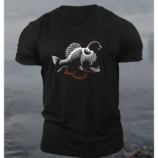 الحيوان تي شيرت للرجال الملابس فانوس الأسماك ثلاثية الأبعاد طباعة عناصر الرعب بلايز الصيف المتضخم الذكور بلايز الشارع ملابس كاجوال