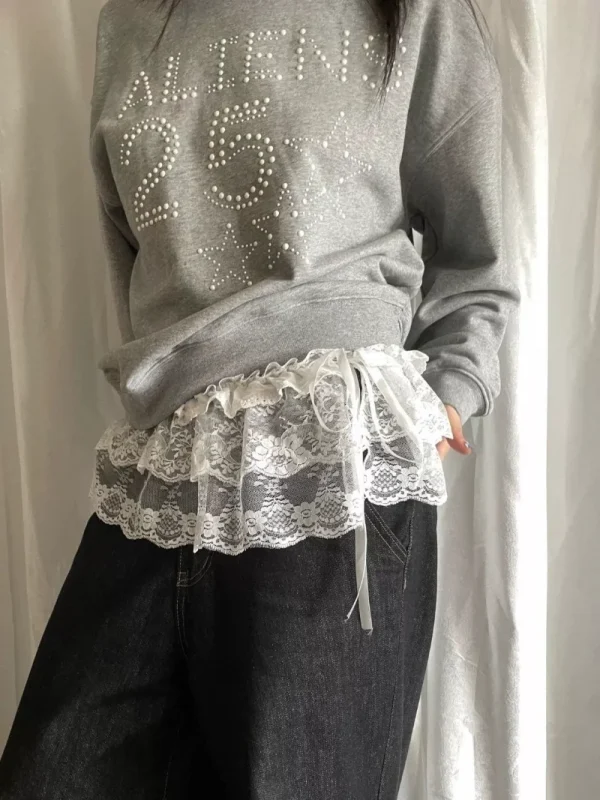 تنورة نسائية كورية Y2K من الدانتيل ذات طبقات صغيرة ملابس خروج بأربطة وكشكشة هاراجوكو عالية الخصر بطيات للسيدات تنانير جوبي ملابس