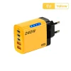 240 واط غان USB C شاحن 5 في 1 شحن سريع شاحن الهاتف محول الطاقة آيفون سامسونج شاومي نوع C الاتحاد الأوروبي/الولايات المتحدة التوصيل الجدار شاحن