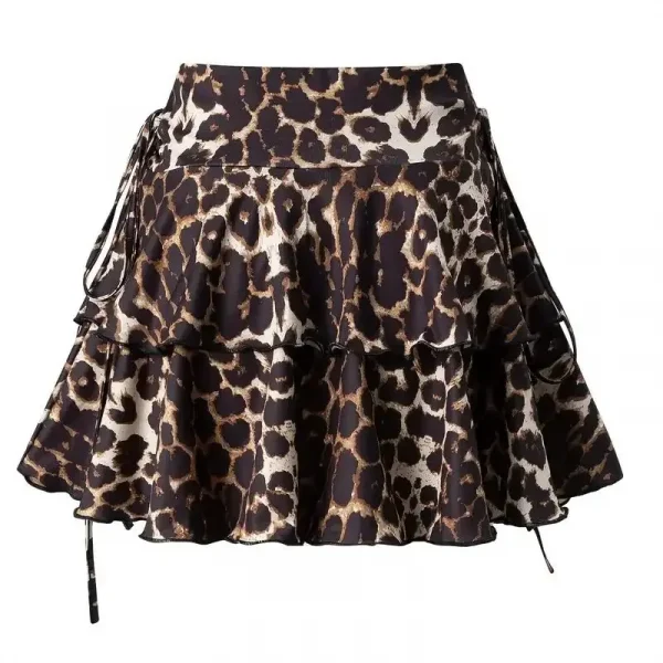 أزياء المرأة الجديدة قادرة تنوعا حمار وحشي كشكش حافة تعادل تنورة عادية مثير مطوي تنورة صغيرة