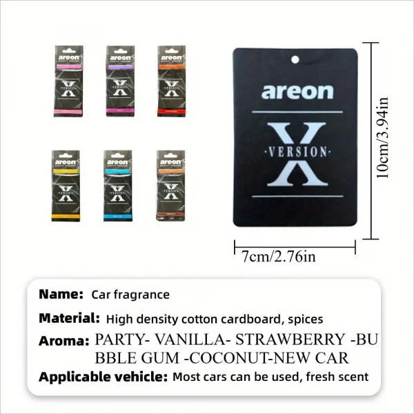 معطرات هواء السيارة عالية الجودة [الشكل X]، والتي يمكن استخدامها كزينة لمرايا الرؤية الخلفية للسيارة، متوفرة في مجموعات