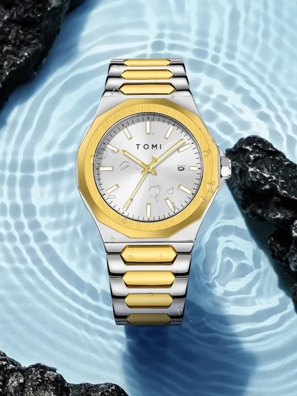 تومي الأعمال الفاخرة ساعة رجالية هدية مجموعة صناديق وردة عالية الجودة الذهب حالة بسيطة ومتعددة الاستخدامات ساعة كوارتز Relogio Masculino