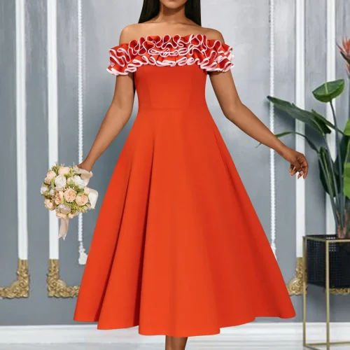 فساتين Dashiki الأفريقية للنساء أنيقة أفريقيا قصيرة الأكمام البوليستر حفلة سهرة زفاف ميدي فستان أفريقيا ملابس وتتسابق