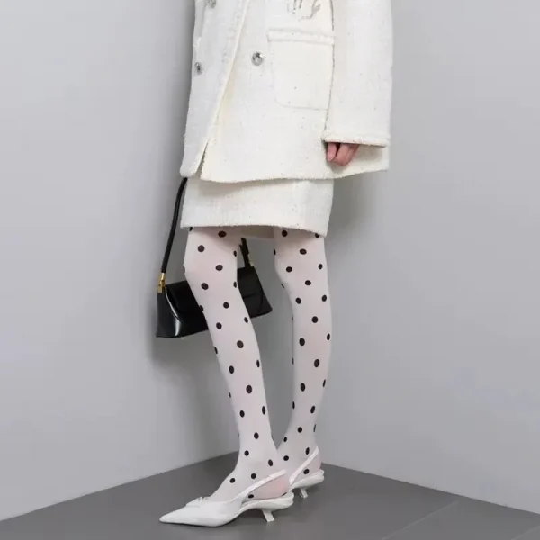 Kave خمر الأسود البولكا نقطة الأبيض جوارب طويلة المرأة الجوارب الشفافة Y2k الفتيات مثير تحطم الجوارب التخسيس طماق مرونة الجورب