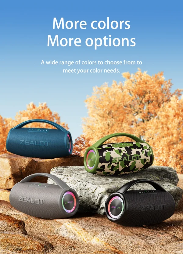 ZEALOT S97 80W مكبر صوت لاسلكي، مكبر صوت محمول خارجي، جودة صوت Hifi، اقتران مزدوج، شحن سريع، 16000 مللي أمبير.