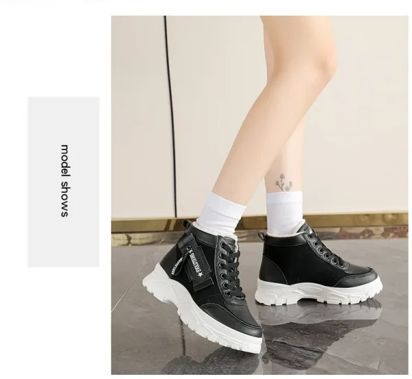 أحذية كاجوال فائقة النعومة، أحذية أبي سميكة القاع، أحذية منصة عالية الارتفاع، أحذية عصرية للشتاء الدافئ بنمط جديد للنساء