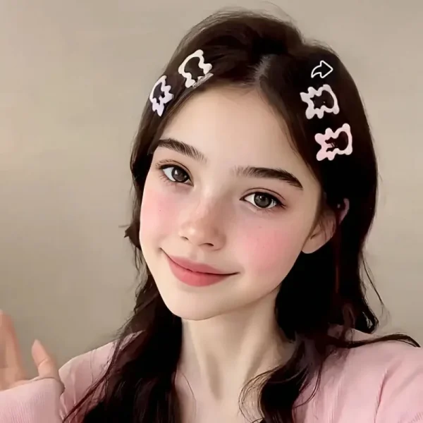 10/20/30 قطعة من مشابك الشعر الوردية الفاتحة على شكل قلب وعلى شكل فيونكة |  مناسبة للفتيات كهدية للحفلات أو العطلات.