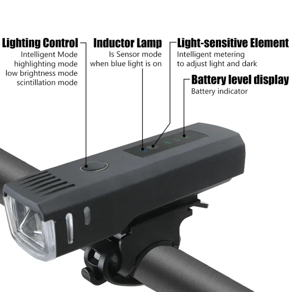 1000LM دراجة Led الجبهة ضوء LED USB قابلة للشحن الذكية الاستشعار الضوء الخلفي مقاوم للماء مصباح يدوي مشرق أضواء السلامة الدراجات