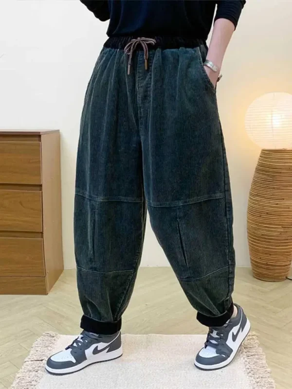 Amax LuluE الخريف الكورية تصميم المرأة فضفاض سروال قصير حريم السيدات عادية كلاسيكية خمر موضة مرونة الخصر بنطلون