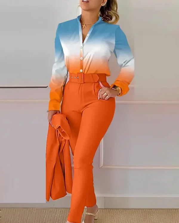 أزياء مطبوعة بأكمام طويلة قميص المرأة دعوى ربيع الخريف سليم صالح