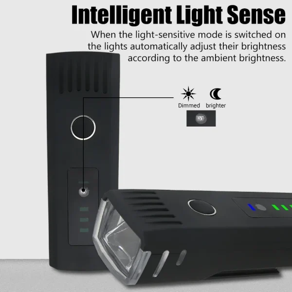 1000LM دراجة Led الجبهة ضوء LED USB قابلة للشحن الذكية الاستشعار الضوء الخلفي مقاوم للماء مصباح يدوي مشرق أضواء السلامة الدراجات