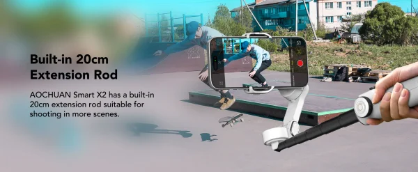 AOCHUAN Smart X2 3 Axis Gimbal Stabilizer للهواتف الذكية iPhone و Android Gimbal مع شاشة LED مدمجة لعمود التمديد