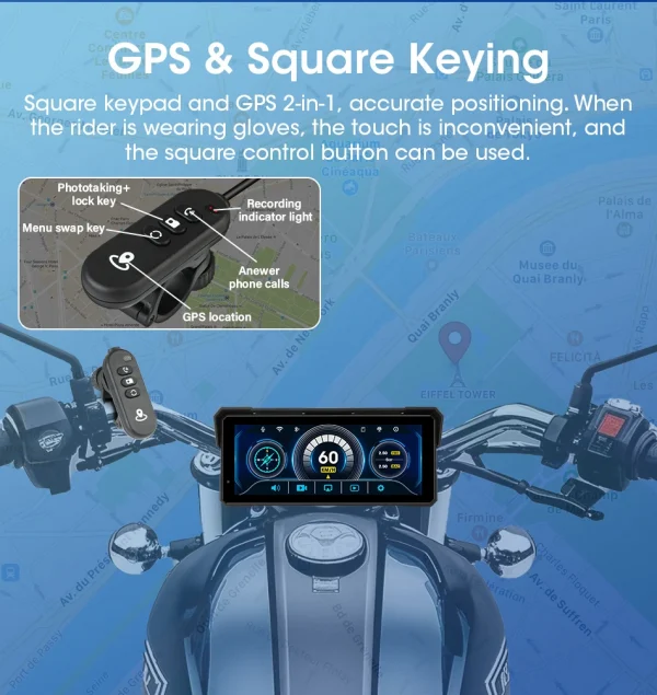 جانسايت محمول 8.1 بوصة IP67 مقاوم للماء للدراجات النارية 4K DVR نظام تحديد المواقع والملاحة اللاسلكية Carplay أندرويد السيارات موتو مسجل مراقب