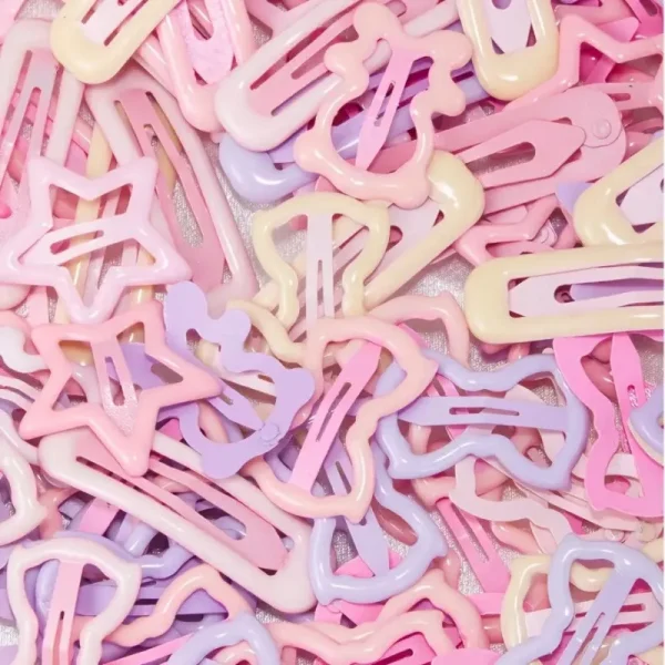 10/20/30 قطعة من مشابك الشعر الوردية الفاتحة على شكل قلب وعلى شكل فيونكة |  مناسبة للفتيات كهدية للحفلات أو العطلات.