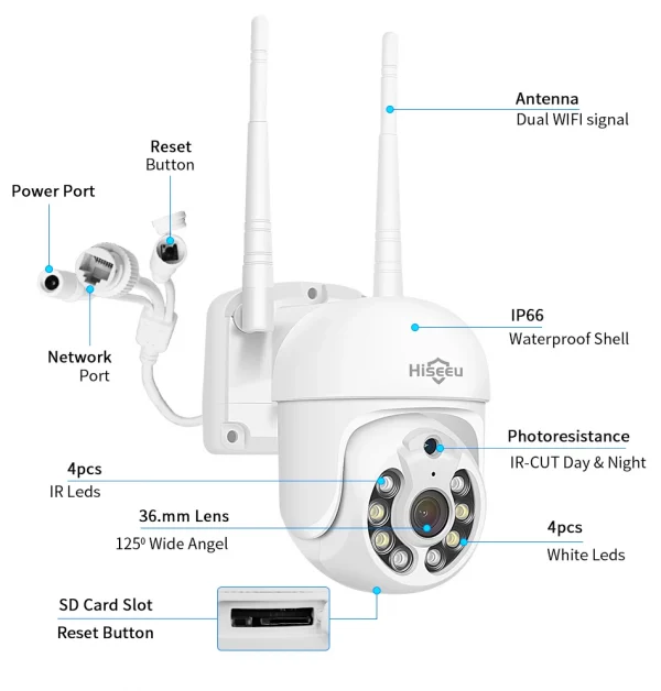 Hiseeu 3/5MP 10CH NVR مع شاشة 10.1 بوصة مجموعة كاميرات أمنية لاسلكية في الهواء الطلق كاميرا IP مقاومة للماء مجموعة نظام المراقبة بالدوائر التليفزيونية المغلقة