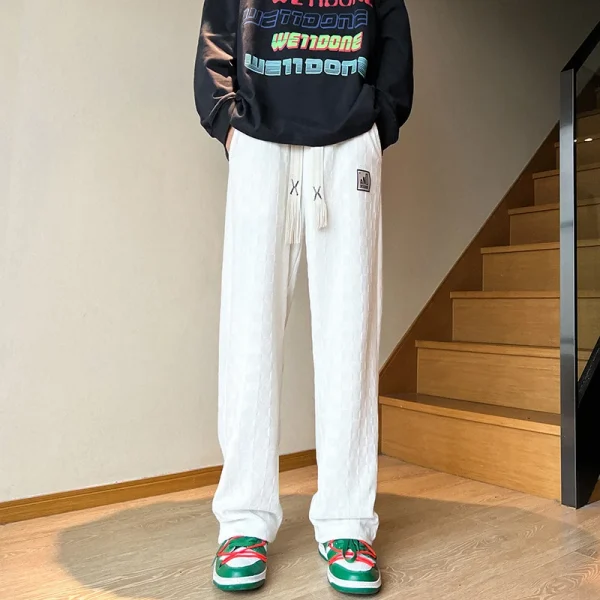 الخريف سراويل تقليدية الرجال موضة مستقيم منقوشة السراويل الرجال الشارع الشهير الهيب هوب فضفاض بنطال ذو قصة أرجل واسعة رجالي Vintage بنطلون M-3XL