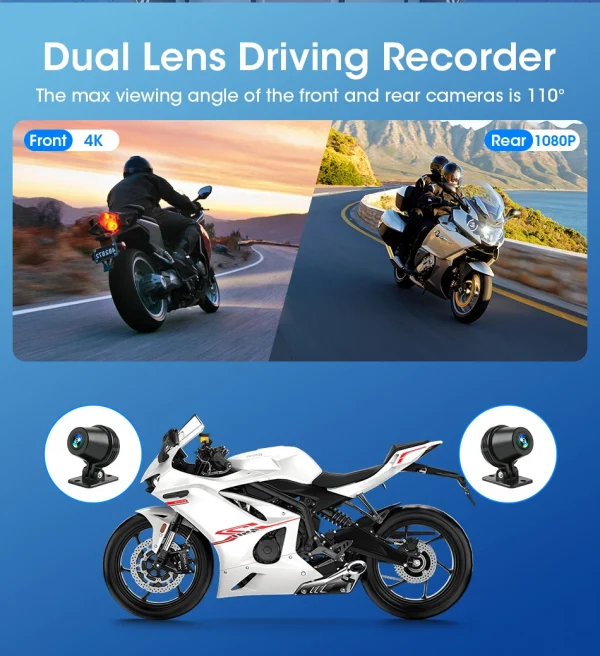 جانسايت محمول 8.1 بوصة IP67 مقاوم للماء للدراجات النارية 4K DVR نظام تحديد المواقع والملاحة اللاسلكية Carplay أندرويد السيارات موتو مسجل مراقب