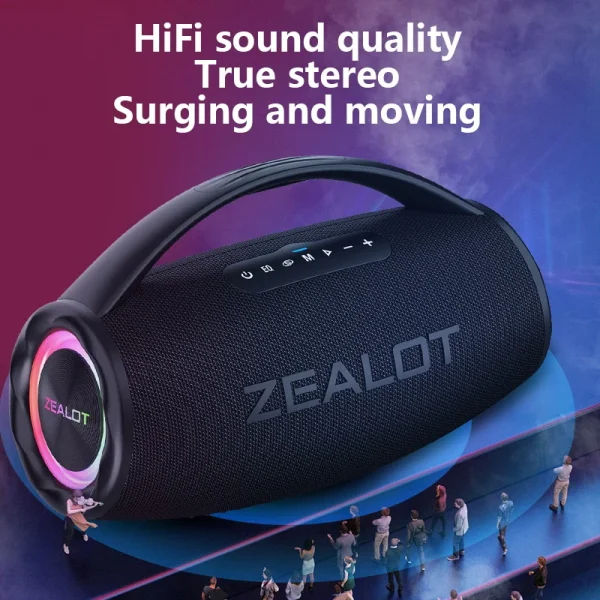 ZEALOT S97 80W مكبر صوت لاسلكي، مكبر صوت محمول خارجي، جودة صوت Hifi، اقتران مزدوج، شحن سريع، 16000 مللي أمبير.