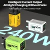 240 واط 6 منافذ 4USB + 2 نوع C شحن سريع للغاية شاحن الهاتف المحمول USB3.0 PD3.0 الاتحاد الأوروبي/المملكة المتحدة/الولايات المتحدة شاحن آيفون 17 16 سامسونج POCO
