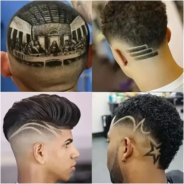 نحت مقص الشعر المهنية آلة قطع الشعر الحلاق قابلة للشحن الشعر المتقلب المعادن آلة قص الشعر المقص للرجال