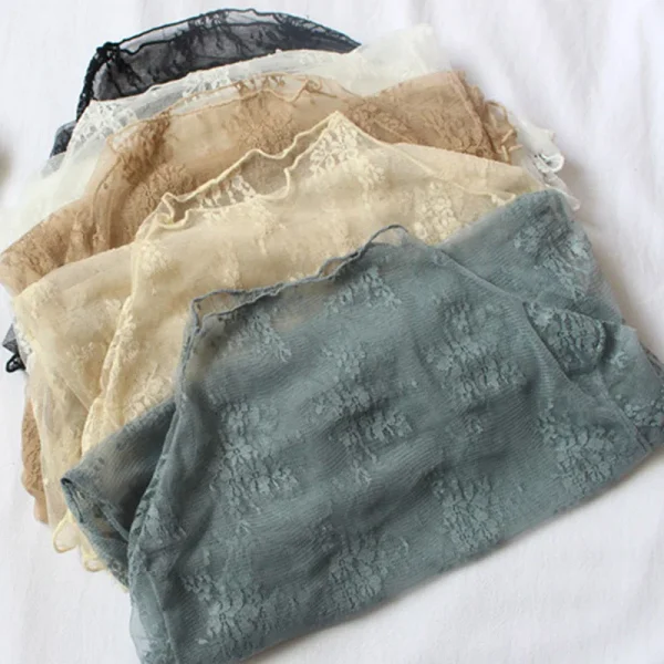 قميص داخلي من الدانتيل برقبة عالية لخريف وشتاء جديد للسيدات، قميص شبكي خشبي راقي وأنيق