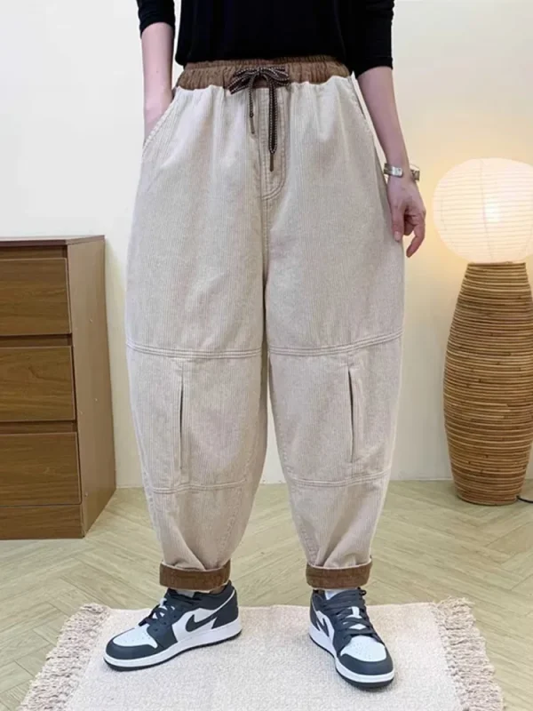 Amax LuluE الخريف الكورية تصميم المرأة فضفاض سروال قصير حريم السيدات عادية كلاسيكية خمر موضة مرونة الخصر بنطلون