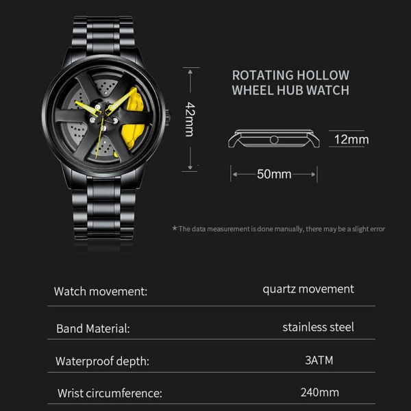 VA VA VOOM Sports Car Watch Fashionable Rotating Dial Stainless Steel Strap 3Bar Waterproof Quartz Movement Watches reloj hombre