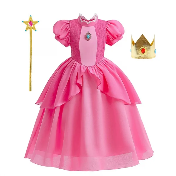 زي الخوخ التنكري للفتيات، فستان الأميرة الفاخرة التنكري الوردي، كرنفال، حفلة عيد ميلاد، أفلام الأطفال، ملابس الحفلات