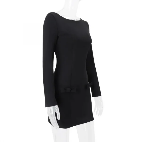 فستان أنيق على الطراز الأوروبي الأمريكي على شكل حرف A وأكمام طويلة وخصر عالي يحدد شكل الفستان النحيف للنساء