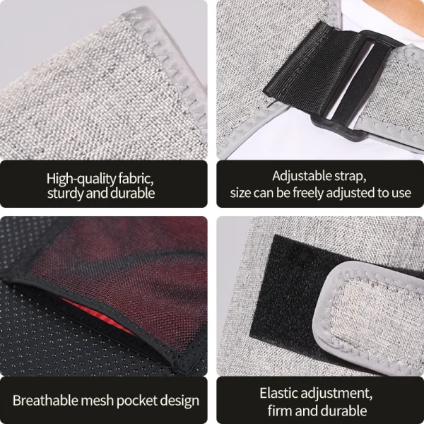 جهاز تدليك الذراع الملتف بالضوء الأحمر، 3 إعدادات للاهتزاز، تخفيف آلام الكوع، إجهاد العضلات، الكتف المتجمد، سهولة