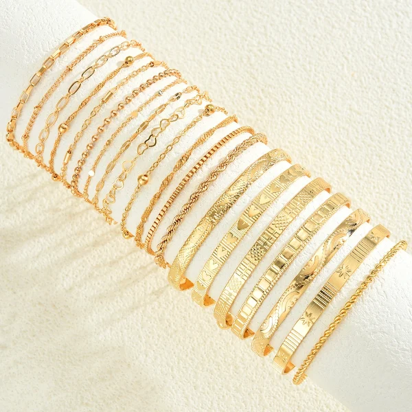 20 قطعة لون الذهب الموضة الحد الأدنى الإسورة سوار مجموعة Vintage بوهو الأفعى العظام سلسلة أساور للنساء مجوهرات اليومية هدية جديد