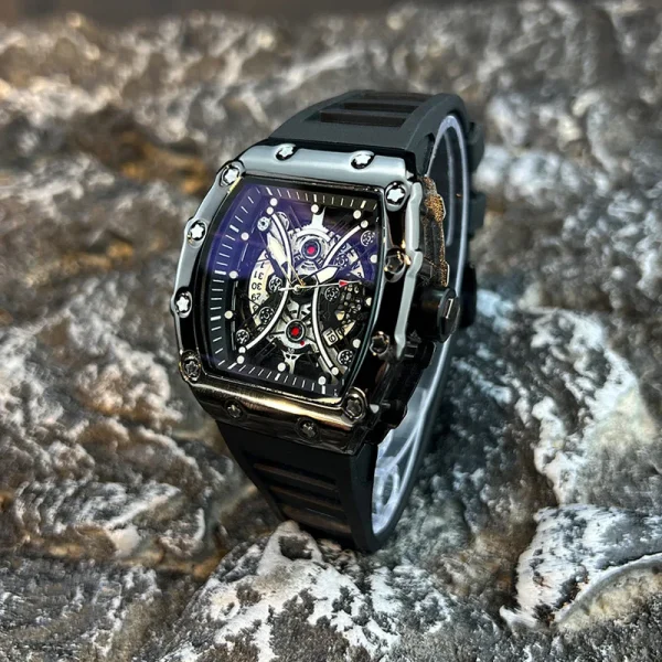 ساعة رجالية خفيفة الوزن ذات علامة تجارية فاخرة ببرميل نبيذ، ساعة رياضية عصرية وتوهج ليلي وساعة تقويمية Reloj L146