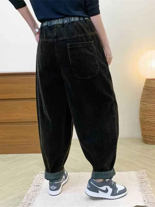 Amax LuluE الخريف الكورية تصميم المرأة فضفاض سروال قصير حريم السيدات عادية كلاسيكية خمر موضة مرونة الخصر بنطلون