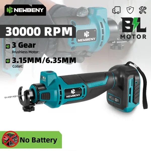 NEWBENY 3 التروس فرش الكهربائية دريوال قطع أداة قطع النجارة دريوال الألواح الصخرية أدوات لدبوس بطارية ماكيتا