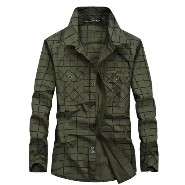 جديد ربيع الرجال متعددة جيوب الأدوات العسكرية في الهواء الطلق قمصان الذكور منقوشة قمصان غير رسمية جودة الرجل القطن قمصان طويلة الأكمام 3XL