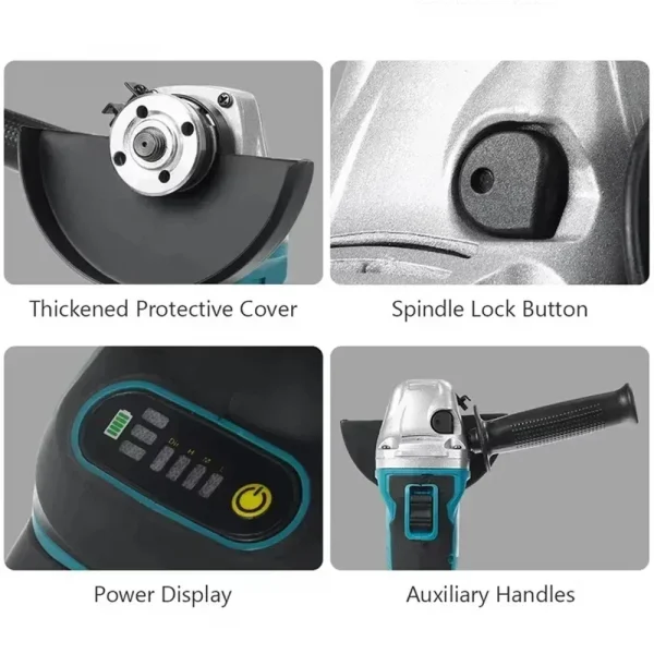 ماكيتا DGA404 100/125 مم 10000 دورة في الدقيقة مطحنة زاوية لاسلكية بدون فرشاة - أداة تلميع قطع المعادن/الخشب/البلاط مع الملحقات