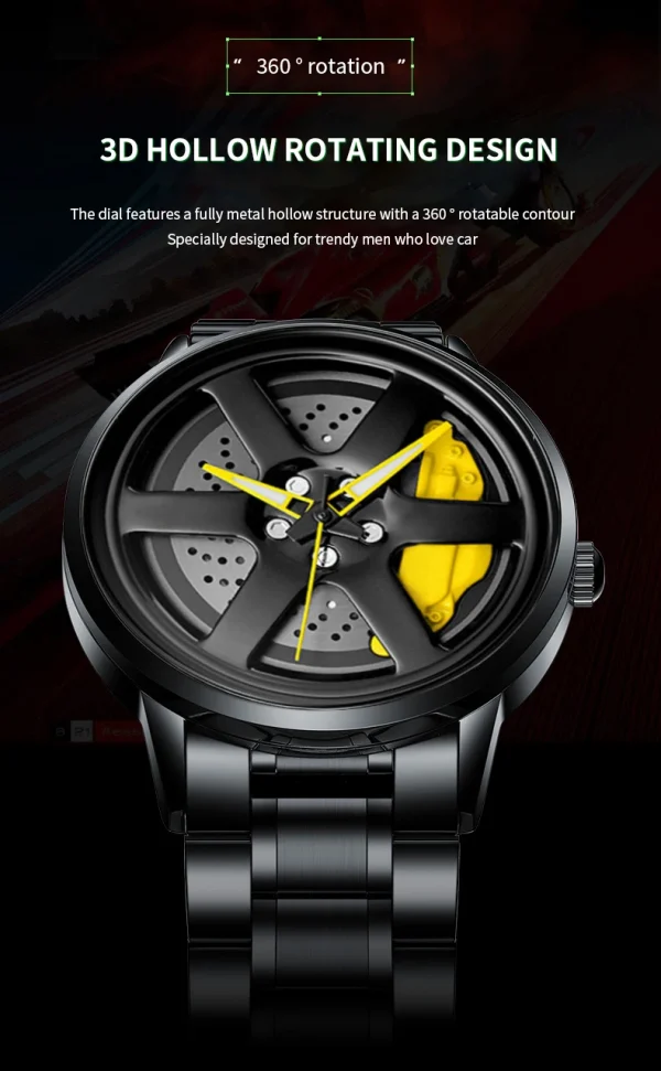 VA VA VOOM Sports Car Watch Fashionable Rotating Dial Stainless Steel Strap 3Bar Waterproof Quartz Movement Watches reloj hombre