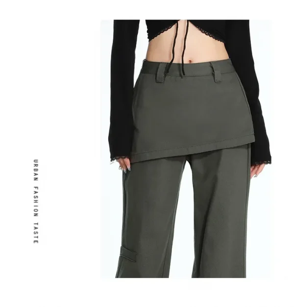 2025 ربيع الخريف حجم كبير الرجعية وهمية قطعتين ضرطة الستار الجينز مايكرو سحب البضائع التخسيس مستقيم مكدسة واسعة الساق السراويل