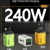240 واط 6 منافذ 4USB + 2 نوع C شحن سريع للغاية شاحن الهاتف المحمول USB3.0 PD3.0 الاتحاد الأوروبي/المملكة المتحدة/الولايات المتحدة شاحن آيفون 17 16 سامسونج POCO