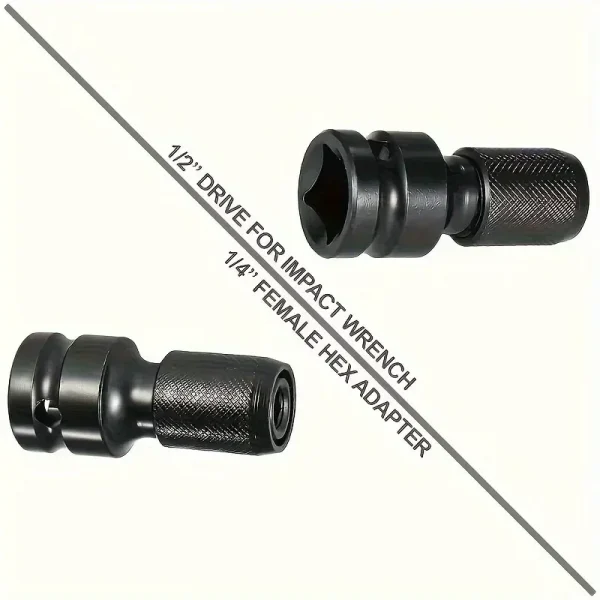 1 قطعة تأثير وجع لمحول الحفر 1/2 إلى 1/4 عرافة محول المقبس تمديد بت حامل للمفتاح الكهربائي والأدوات الكهربائية