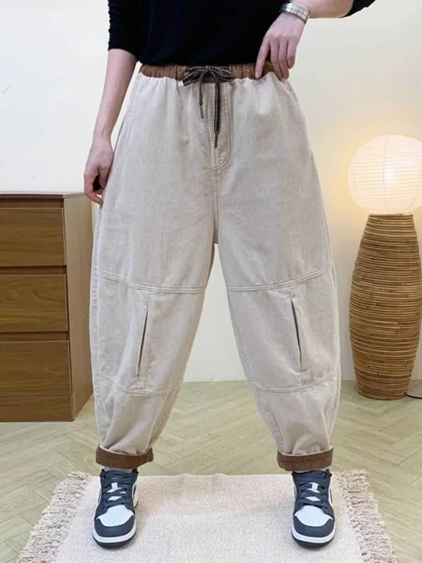 Amax LuluE الخريف الكورية تصميم المرأة فضفاض سروال قصير حريم السيدات عادية كلاسيكية خمر موضة مرونة الخصر بنطلون