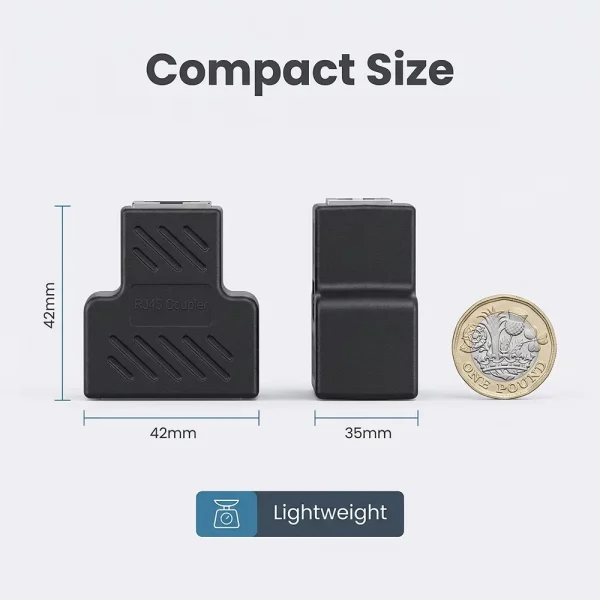RJ45 splitter 1 to 2 network cable connector with shielded port 1000Mbps LAN connector Cat6/Cat5e suitable for PC laptop TV box