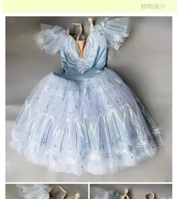 توتو احترافي طويل رومانسي على شكل زهرة حمالة باليه بحيرة البجع باليه للسيدات والأطفال والبنات زي باليه خرافي للسيدات