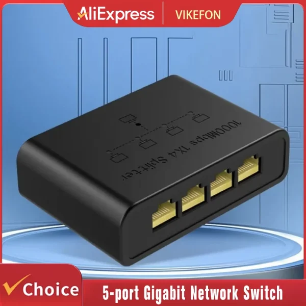 VIKEFON 5-port جيجابت جهاز سويتش للشبكات إيثرنت RJ45 منفذ الشبكة كابل اتصال التبديل شبكة الفاصل كابل المتوسع